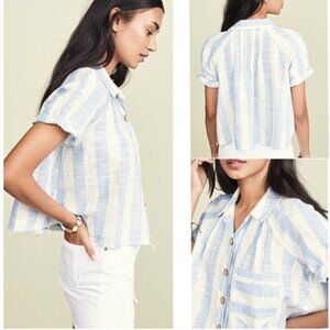 NWOT Free people Away At Sea Striped Top linen blend XL